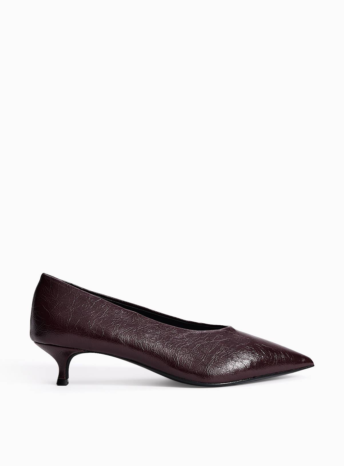 Dark Red Heeled  Pointed Court Shoes 4 - Image 1